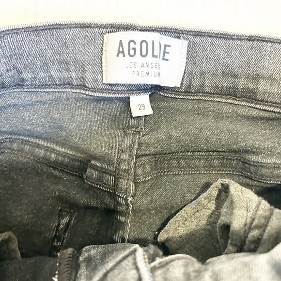 Agolde Sophie Hi Rise Skinny Amplify Size 29 Washed Black Gray Raw Hem - Picture 5 of 16